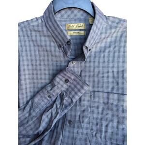 Gold Label Roundtree & Yorke Men’s Button-Down Shirt Large Gray Check Non-Iron